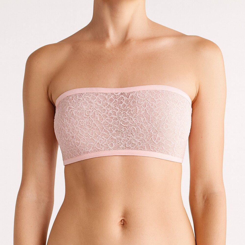 ✨ Abound Lace Strapless Bandeau Bra Pink Light Stretch Tube Ships Fast!